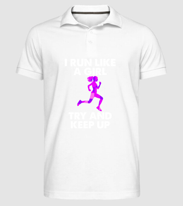 I run like a girl model alb pe tricou