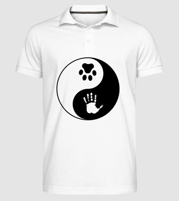 Yin-Yang Dog model alb pe tricou