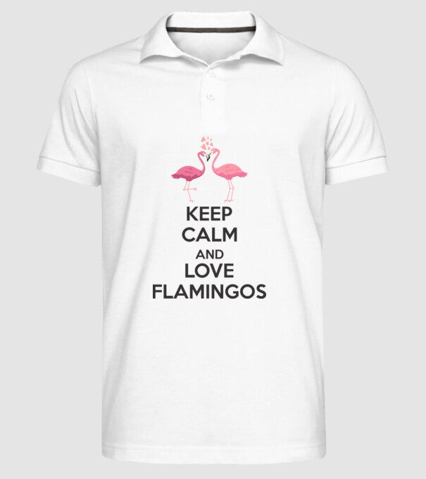 KEEP CALM and love flamingos dark model alb pe tricou