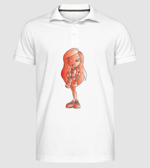 fetiță model alb pe tricou