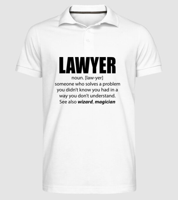 Lawyer - definiție avocat model alb pe tricou