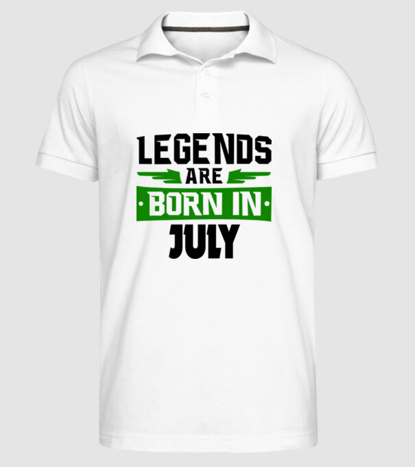 Legends are born in July model alb pe tricou