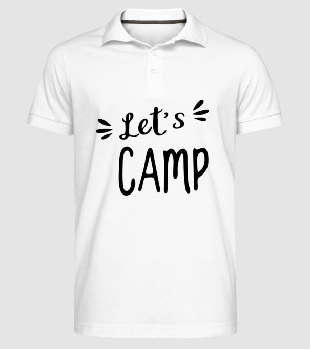 'Let''s camp' model alb pe tricou