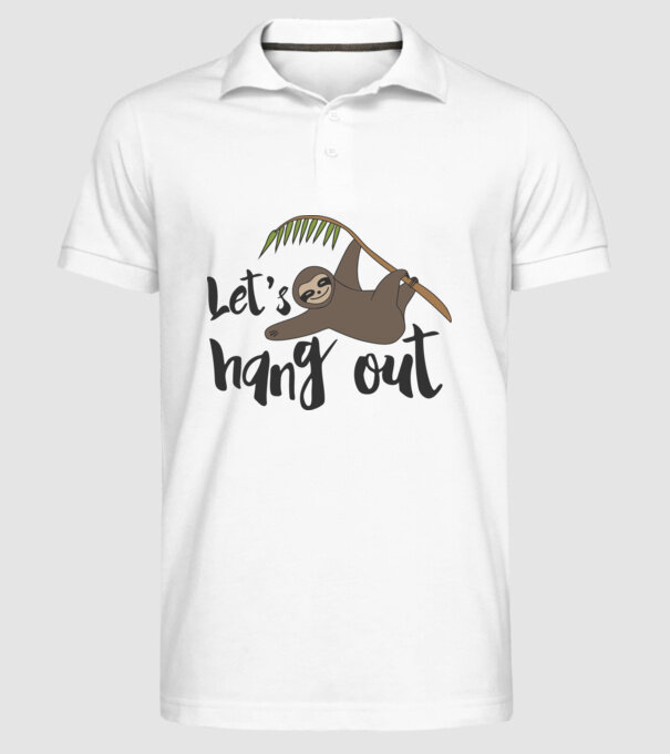 'Let''s hang out sloth' model alb pe tricou