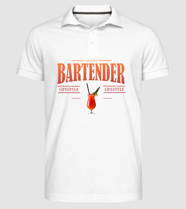 Lifestyle Bartender model alb pe tricou