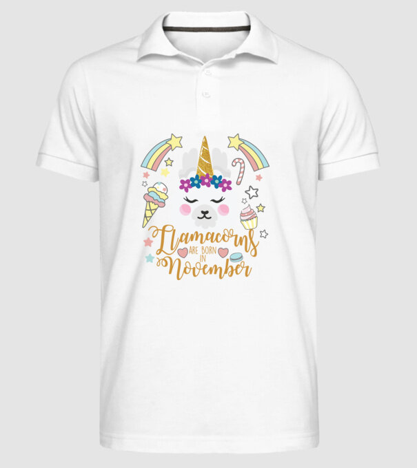 Llamacorns are born in November model alb pe tricou