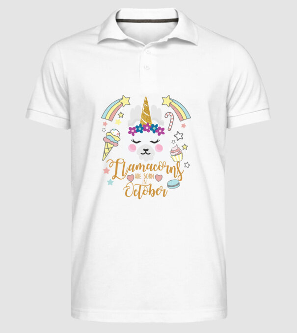 Llamacorns are born in October model alb pe tricou
