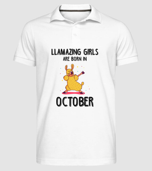 Llamazing girls are born in october black model alb pe tricou
