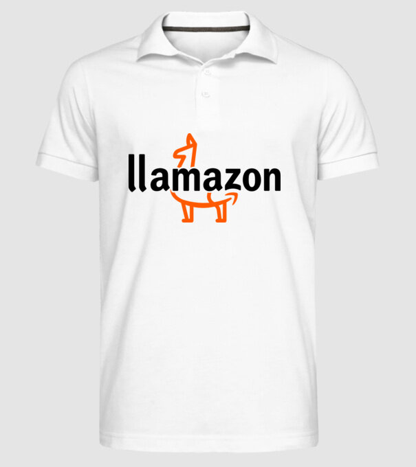 Llamazon model alb pe tricou