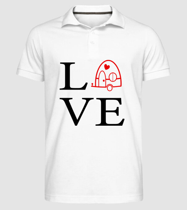 Love camping model alb pe tricou