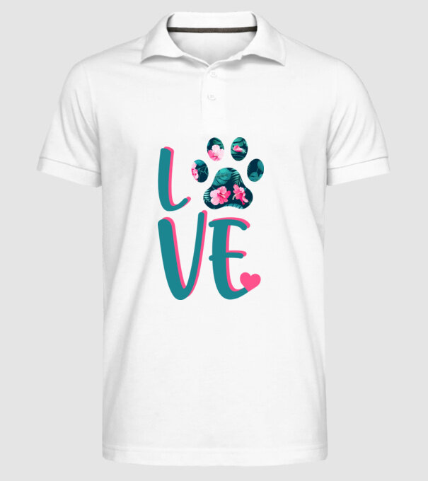LOVE CÂINI model alb pe tricou