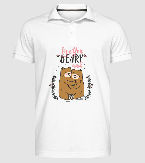 LoveU BEARY much model alb pe tricou