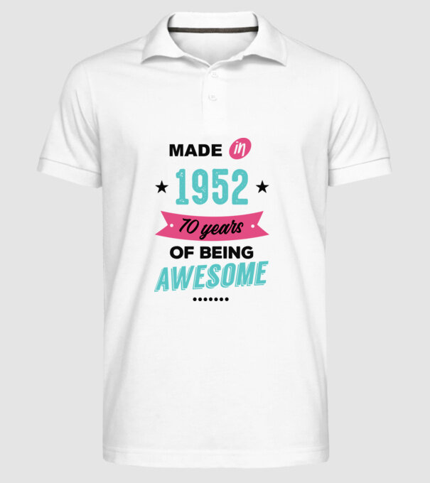 MADE in 1952 model alb pe tricou