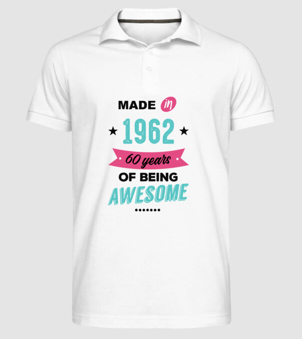 MADE in 1962 model alb pe tricou