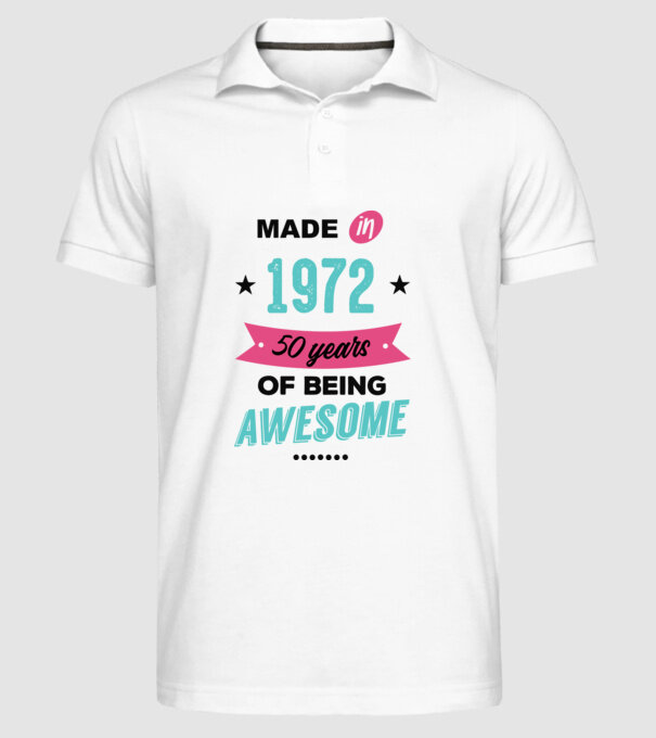 MADE in 1972 model alb pe tricou