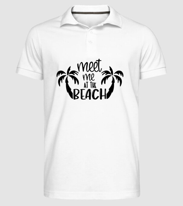 Meet me at the beach model alb pe tricou