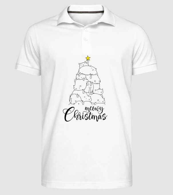 Meowy Christmas model alb pe tricou