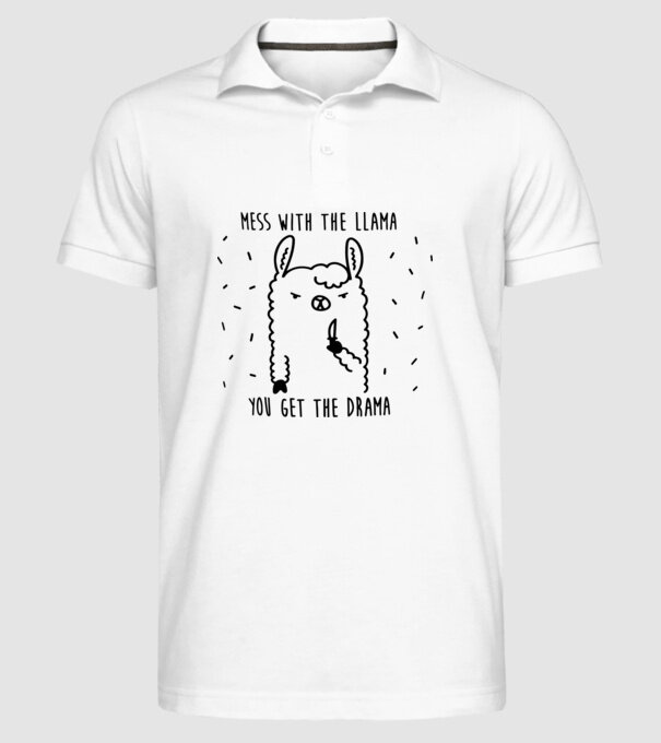 Mess with the lama model alb pe tricou
