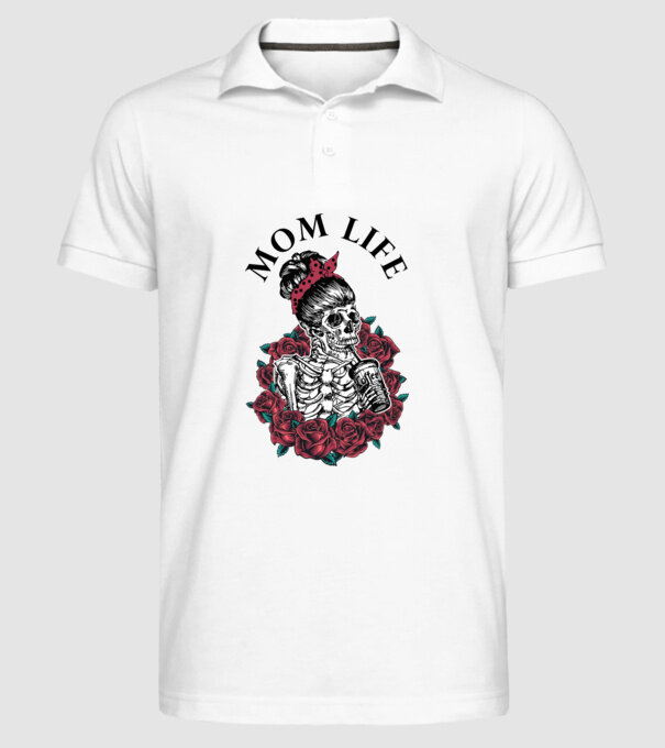 MOMLIFE model alb pe tricou