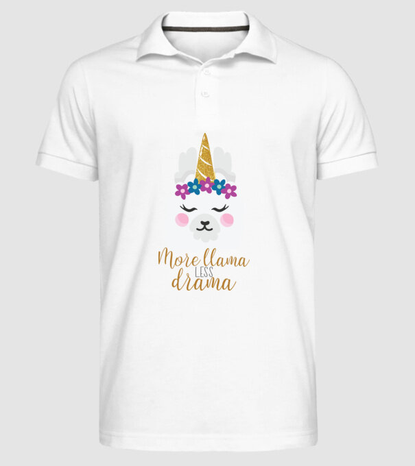 More Llama less drama model alb pe tricou