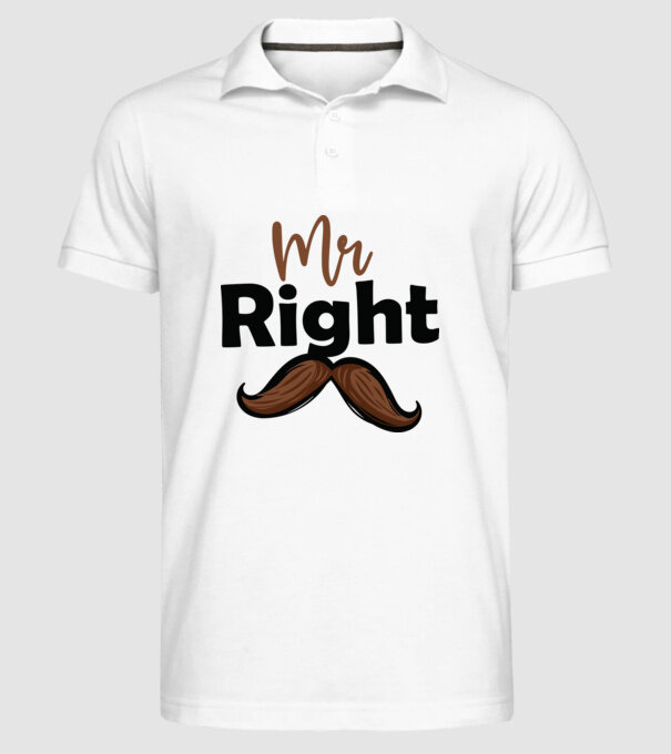 Mr right model alb pe tricou