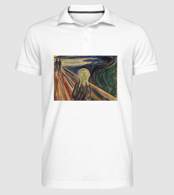 Pictură Munch Mască model alb pe tricou