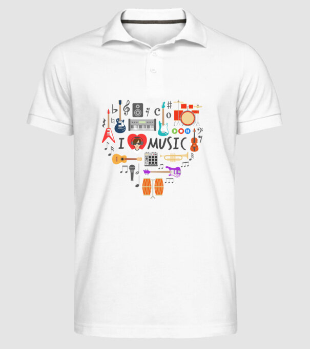 music heart model alb pe tricou