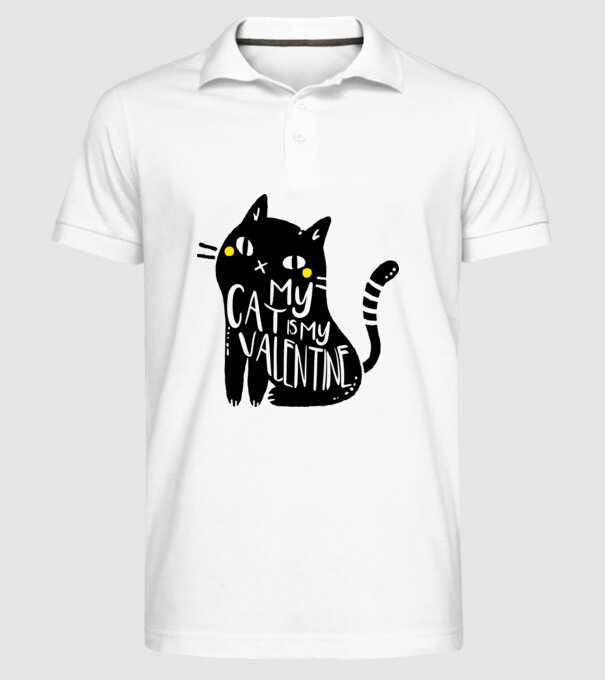 My cat is my valentine model alb pe tricou