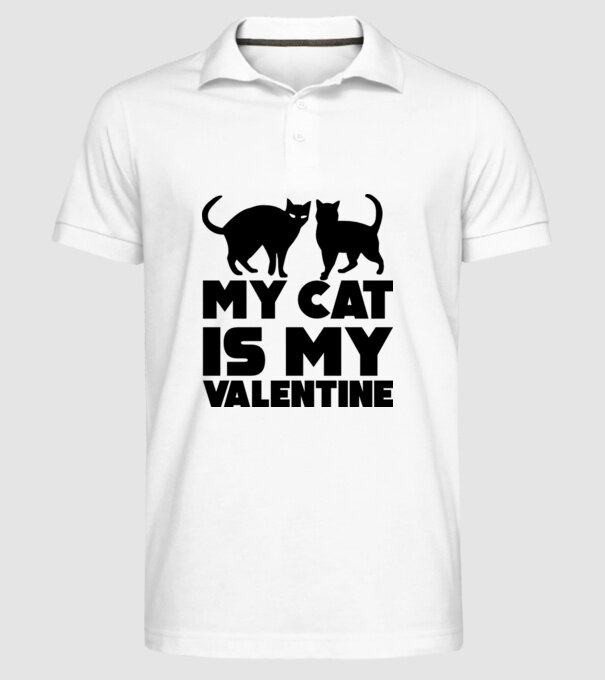My cat is my valentine black model alb pe tricou