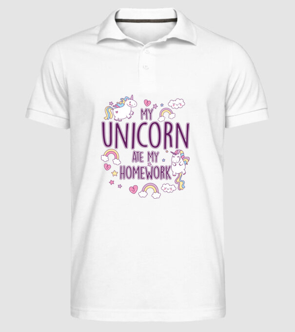 My unicorn ate my homework model alb pe tricou
