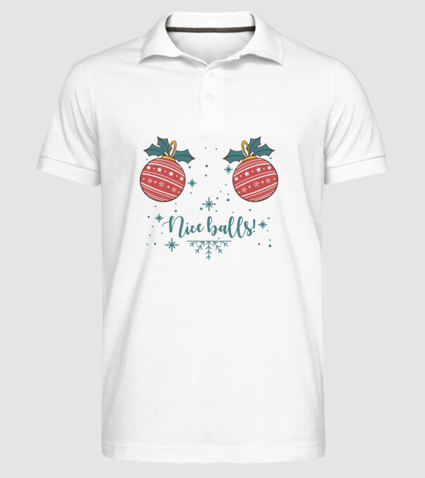 Nice Balls model alb pe tricou