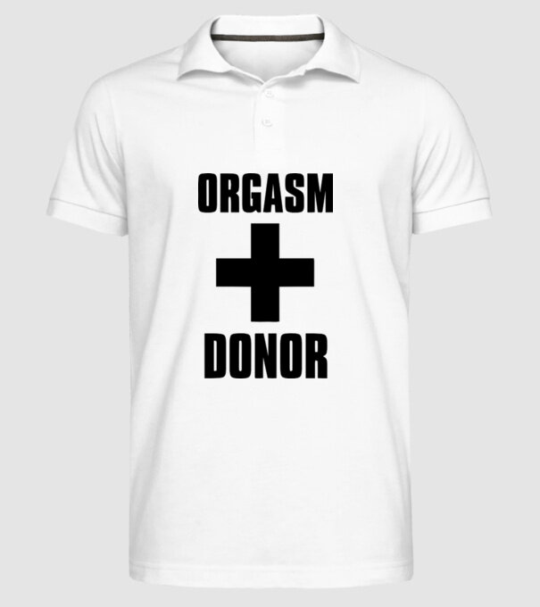 orgasm donor model alb pe tricou