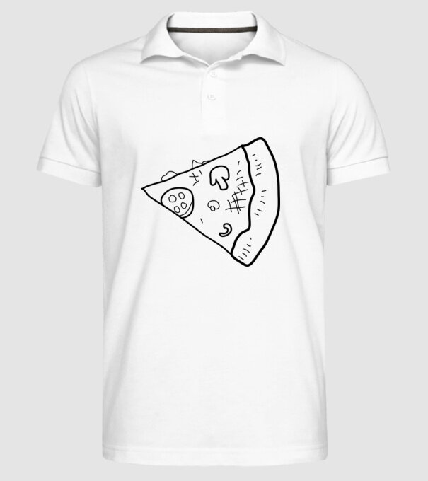 Felie de pizza (parte tricou pereche) model alb pe tricou