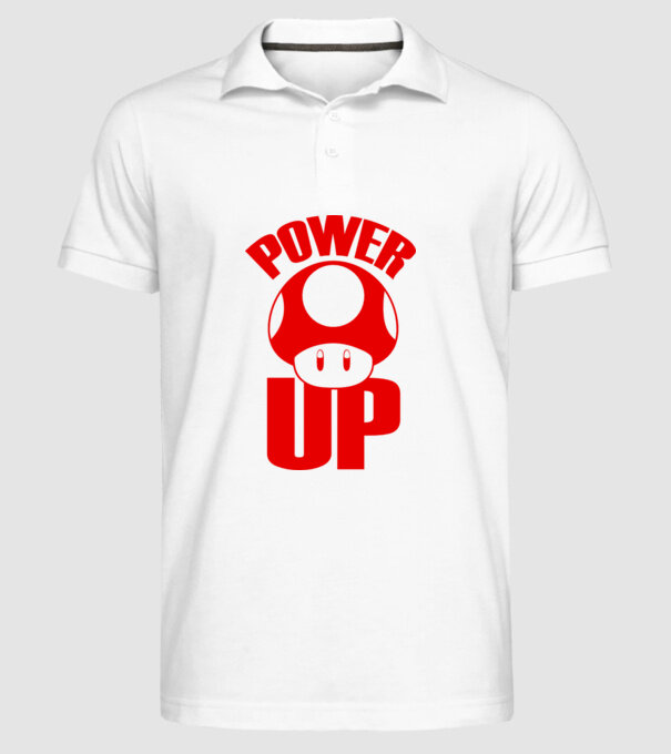 Power up model alb pe tricou