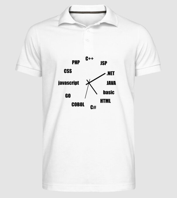 Programmer clock model alb pe tricou