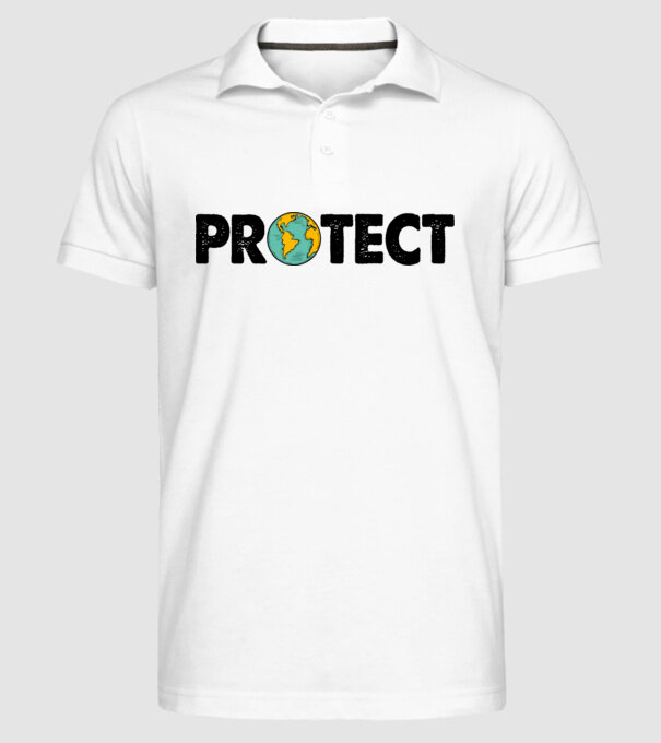 Protect earth model alb pe tricou