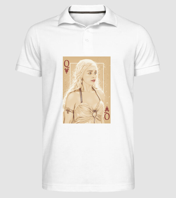 Queen Card model alb pe tricou