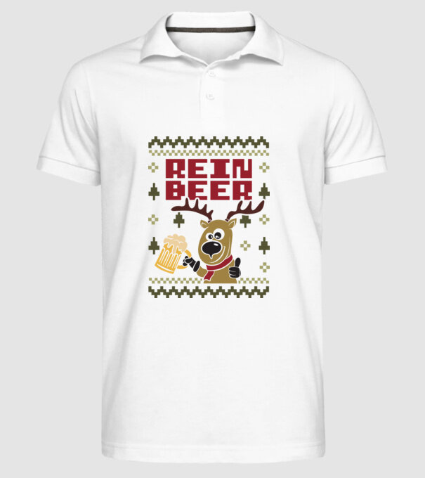 Reinbeer ugly sweater model alb pe tricou