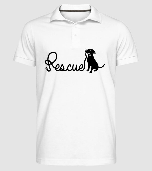 Rescue dog model alb pe tricou