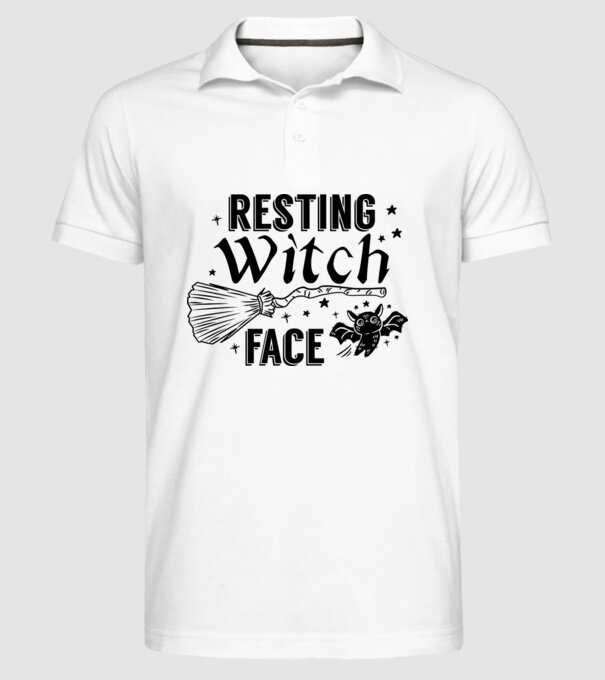 Resting Witch face model alb pe tricou