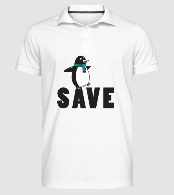 Save penguin model alb pe tricou