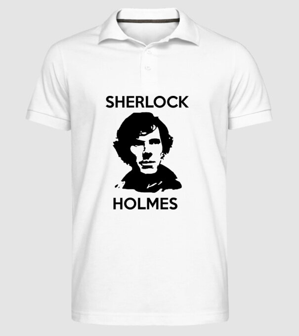 Sherlock model alb pe tricou