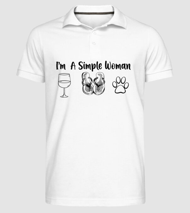 Simple doggy woman model alb pe tricou