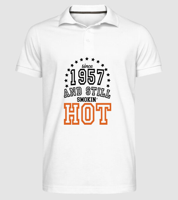 'Since and still smokin'' hot - 1957' model alb pe tricou