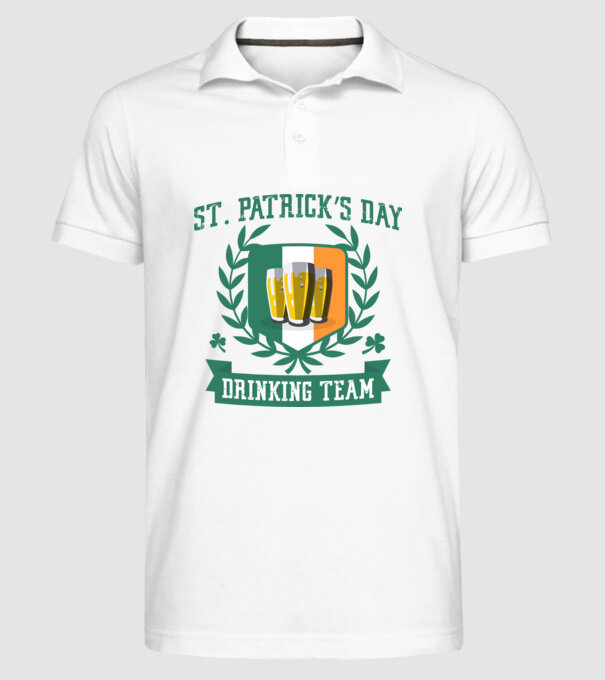 St Patrick Drinking team model alb pe tricou