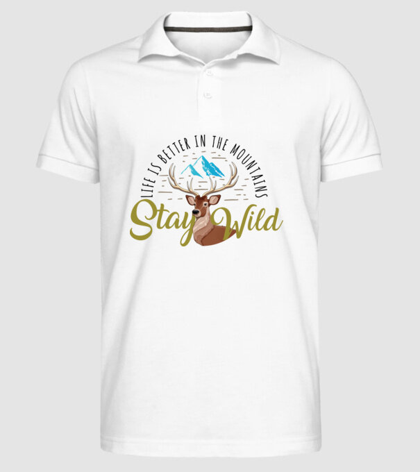 Stay wild Cerb model alb pe tricou