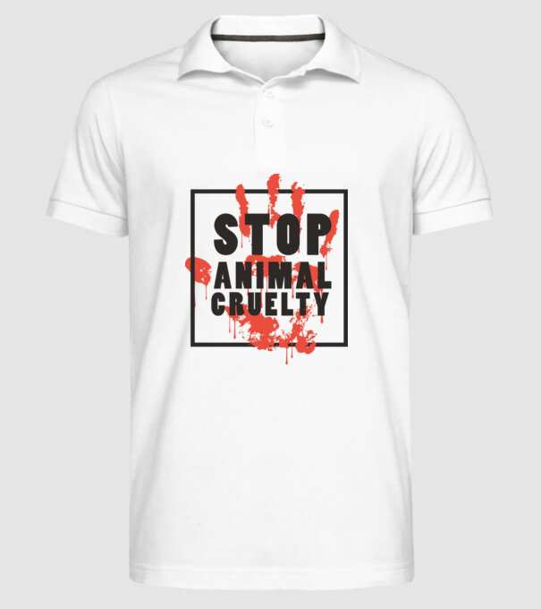 Stop animal cruelty model alb pe tricou