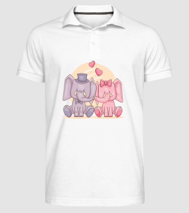 ELEFANȚI ÎNDRĂGOSTIȚI model alb pe tricou