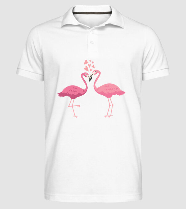 FLAMINGO ÎNDRĂGOSTIȚI model alb pe tricou