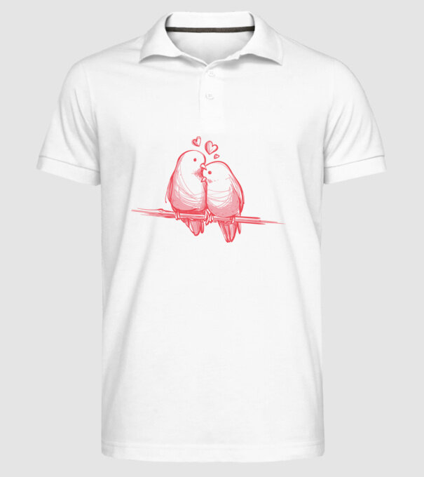 Păsări îndrăgostite model alb pe tricou